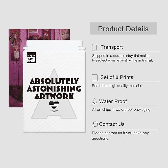 SIGNWIN Adhesive Canvas Poster Bathroom Decor 11"x14"x 8, Wall Art Room Decor Multicolor for Living Room, Bedroom, Office Pink & Purple Female Portrait & Flowers Vintage Illustrations Bohemian