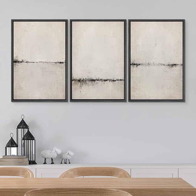 SIGNWIN Framed Canvas Print Wall Art Set Abstract Watercolor Serene Aesthetic Illustrations Modern Art Decorative Nordic Abstract for Living Room, Bedroom, Office - 16"x24"x3 Black