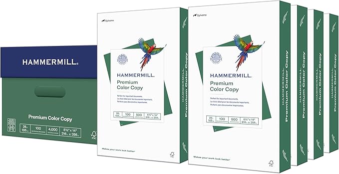 Hammermill Printer Paper, Premium Color 28 lb Copy Paper, 8.5 x 14-100 Bright, Made in the USA, 102475-8 Ream (4,000 Sheets)