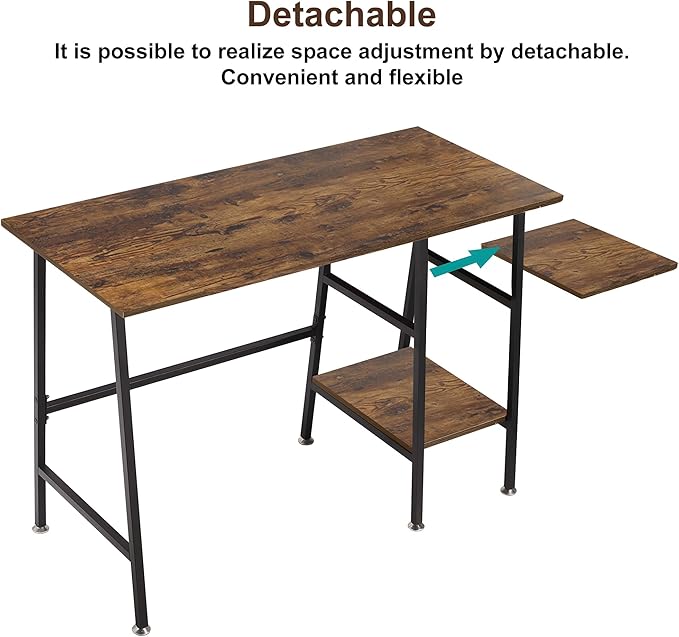 VECELO 43 Inch Computer Home Office Desk Modern Simple Writing Desk with Storage for Bedroom Simple Table Modern Student Study Desk,Water Proof, Blue+Black Leg