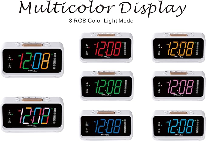 Alarm Clock Radio, 2 Alarms Jumbo LED Display Plug in Digital FM Clock Radio with USB Charging Port, Days Display, Adjustable Volume & Dimmer, Nightlight, Snooze for Deep Sleepers Kids