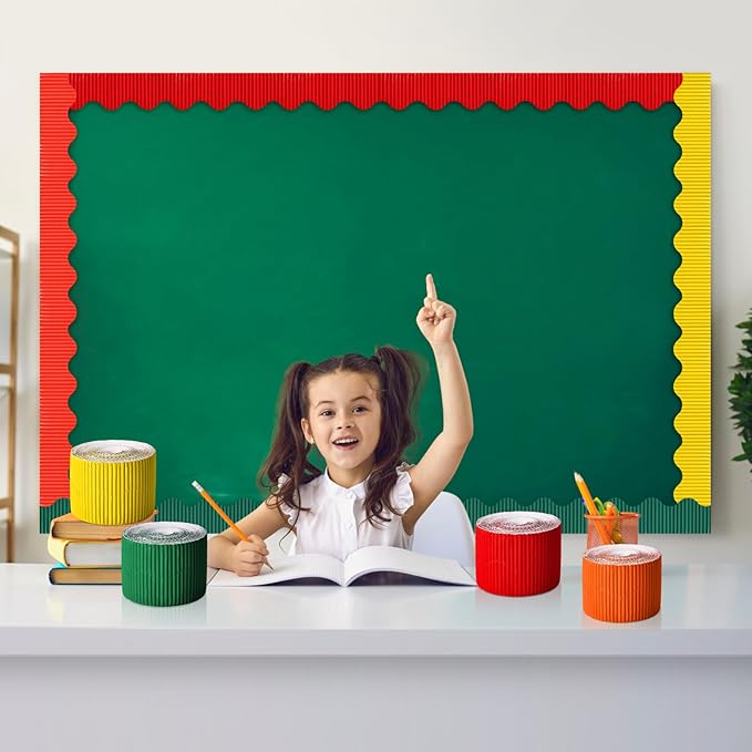 Harloon 18 Rolls 900 ft Scalloped Bulletin Board Borders Decorative Classroom Bulletin Board Trim Poster Decor for Teacher Students White Cork Wall Locker (18 Colors)