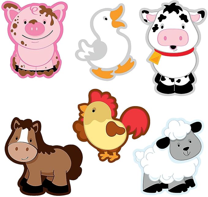 Farm Animal Bulletin Board Cutouts - 48 Pieces - Educational and Learning Activities for Kids