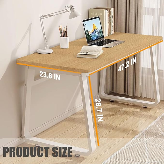 Small Office Computer Desk Writing Desk Waterproof and Scratch-Resistant,Sturdy Study Writing Desk with Wooden Tabletop and Metal Frame for Bedroom