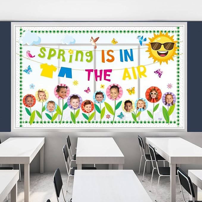 Spring Bulletin Board Classroom Decorations 3D Spring Butterfly Flower Bulletin Board Floral Photo Craft Cutouts for School Classroom Chalkboard Blackboard Kindergarten Home Office Supplies