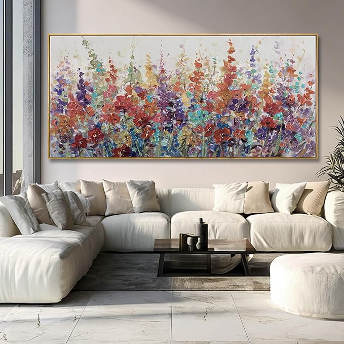Colorful Framed Wall Art Flower Photo Prints Modern Wall Decorations 40"x86" Large Artwork for Dining Room Office Kitchen Pictures