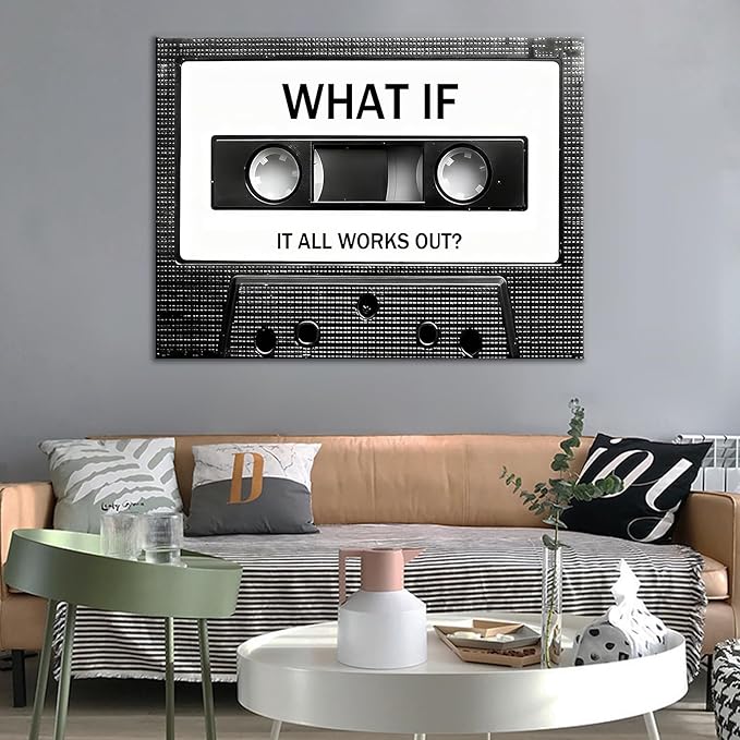 Motivational Wall Art Retro Tape Canvas Poster Print Inspirational Quotes Picture Painting Wall Decor Artwork for Modern Home Living Room Office Workplace Gym Stretched and Framed [30" Wx40 H]