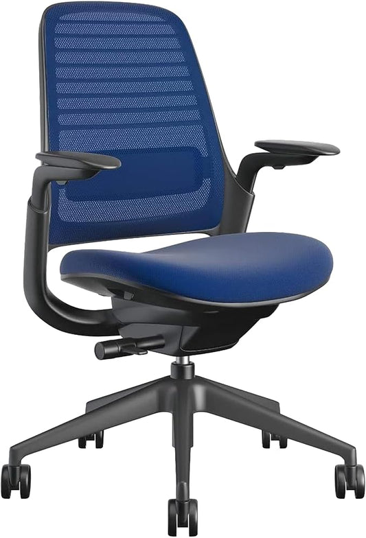 Steelcase Series 1 Office Chair - Ergonomic Work Chair with Wheels for Carpet - Helps Support Productivity - Weight-Activated Controls, Back & Arm Support - Easy Assembly - Royal Blue