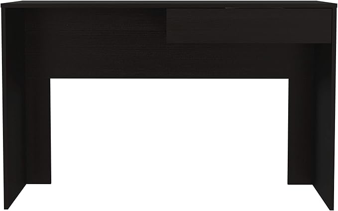 Writing Computer Desk One Drawer Black, 47.3-Inch Wide Home Office Desk for Work from Home and Study, Compact Particle Board Table with 23-Inch x 4-Inch Drawer and 25-Inch Leg Room