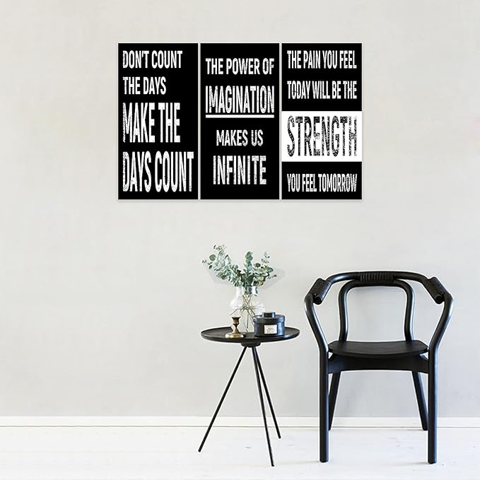 3 Piece Inspirational Wall Art Black Background Sayings Pictures, Quote Motivational Canvas Print for Home Wall Decor, Triptych Entrepreneur Poster Framed Artwork for Women Men Room Decor (36"Wx18" H)