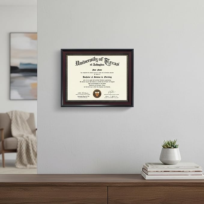 GraduationMall 8.5x11 Certificate Diploma Frame, UV Protection Acrylic, Mahogany with Gold Beads, Set of 2