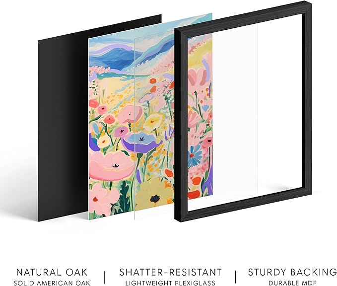 HAUS AND HUES Floral Art Wall Decor - Wildflowers Wall Art for Living Room, Floral Artwork for Bedroom Walls, Flower Painting for College Girls Dorm Room (Valley, Black Frame, 11x14)
