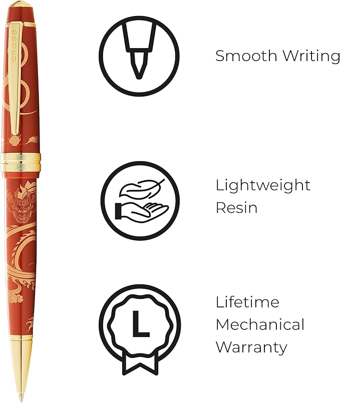 Cross Bailey Light 2024 Year of the Dragon Polished Amber Resin and Gold Tone Ballpoint Pen with Pad Printing