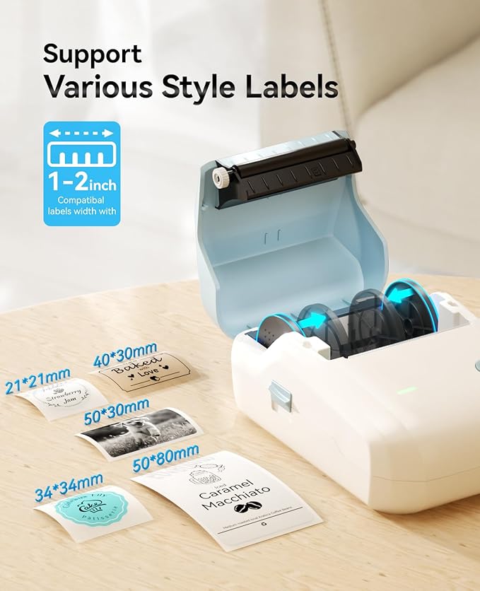 NIIMBOT B1 Label Maker Machine, Thermal Label Printer Easy to Use for Office, Home, Business, Came with 3 Roll Labels(Light Blue)