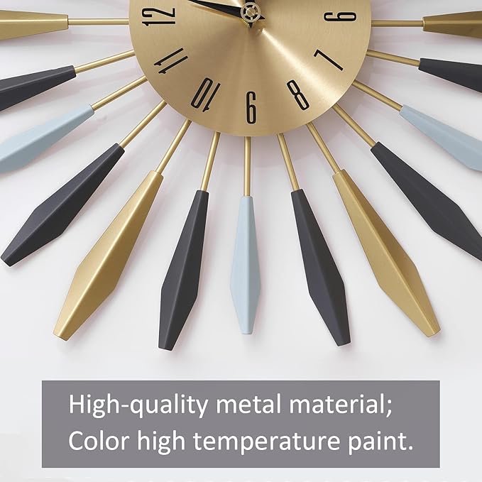 22 Inch Large Metal Wall Clock - Modern Design, Easy to Read for Bedroom, Dining, Living Room, Kitchen, Office Decor