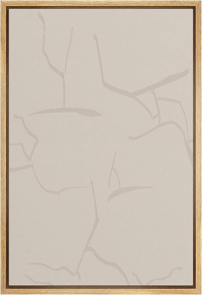SIGNWIN Framed Canvas Print Wall Art Minimal White Brush Stroke Landscape Abstract Geometric Illustrations Modern Art Decorative Shapes Relax/Calm for Living Room, Bedroom, Office - 16"x24" Natural