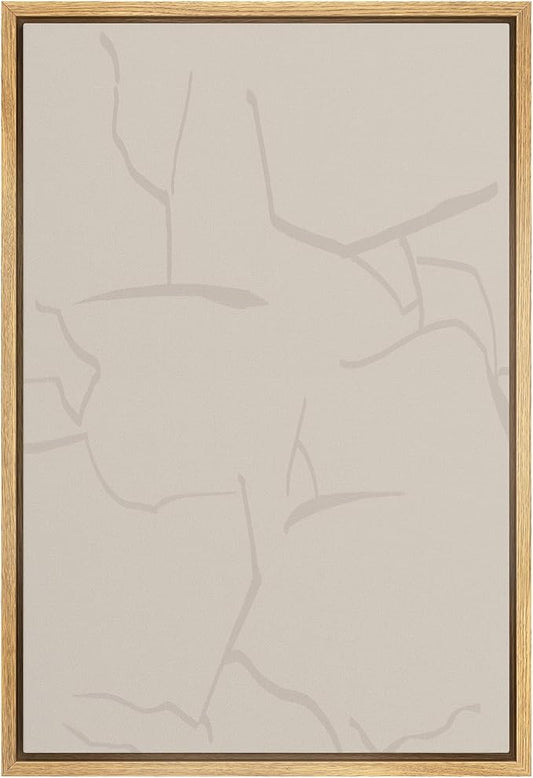 SIGNWIN Framed Canvas Print Wall Art Minimal White Brush Stroke Landscape Abstract Geometric Illustrations Modern Art Decorative Shapes Relax/Calm for Living Room, Bedroom, Office - 16"x24" Natural