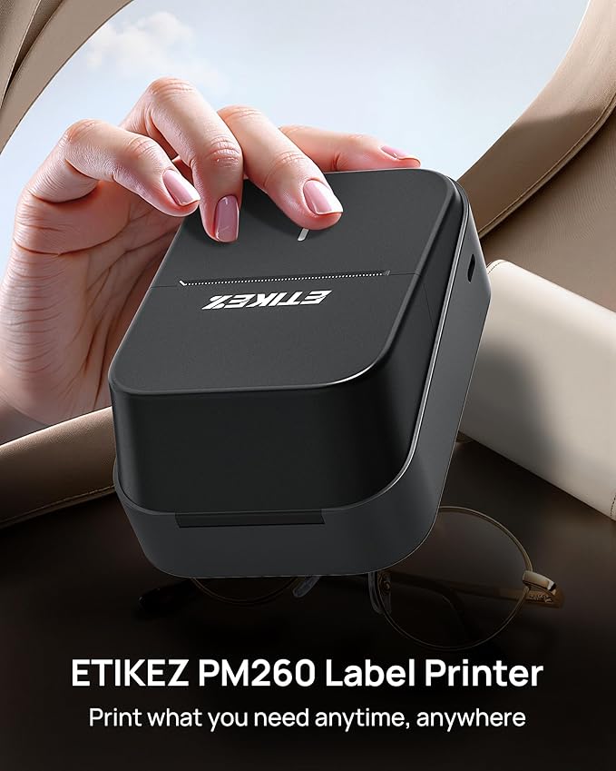 PM260 Label Maker Machine, 2 Inch Label Maker Bluetooth Label Printer, Inkless Portable Labeler for Home, Kitchen, School, Office Organization, Charcoal