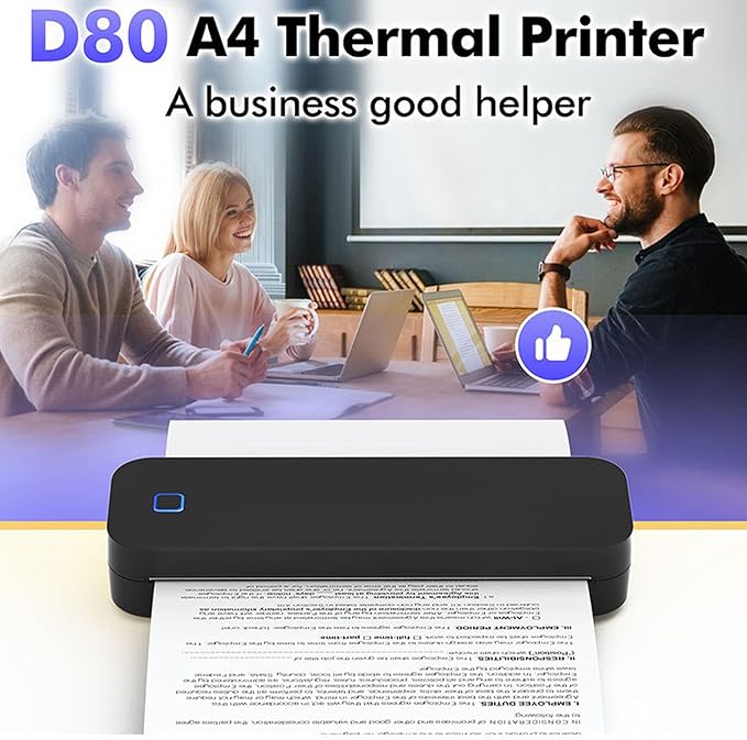 A4 Thermal Printer, USB Portable Inkless Printer with Paper Width 56-216mm, for Home School Office