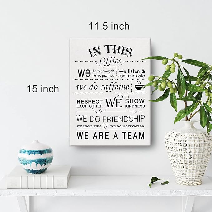 Inspirational Office Wall Art in This Office Quote Canvas Painting Prints for Wall Decor Framed Motivational Artwork Gifts(12x15 Inch)