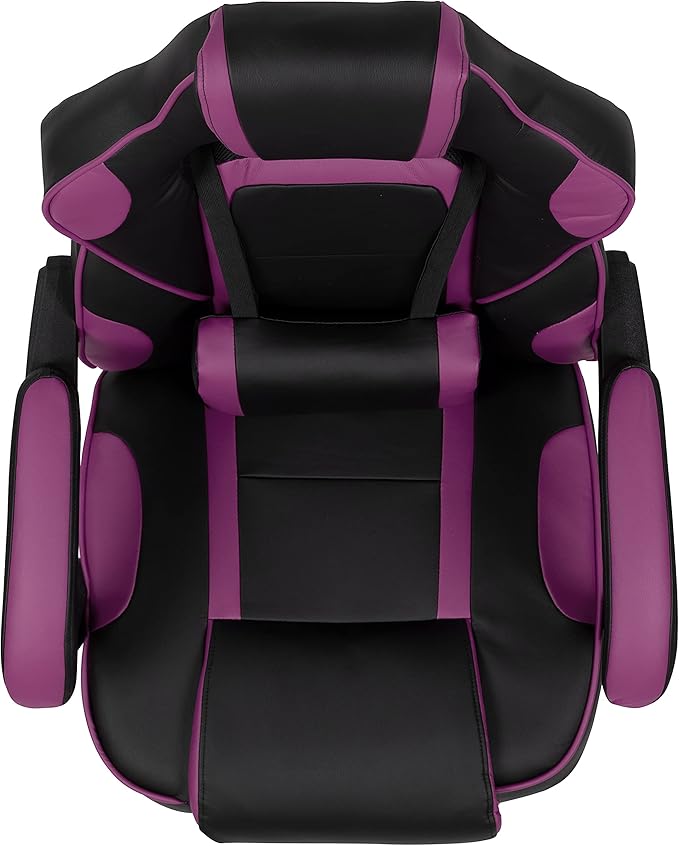 Flash Furniture X40 Gaming Chair Racing Ergonomic Computer Chair with Fully Reclining Back/Arms, Slide-Out Footrest, Massaging Lumbar - Black/Purple