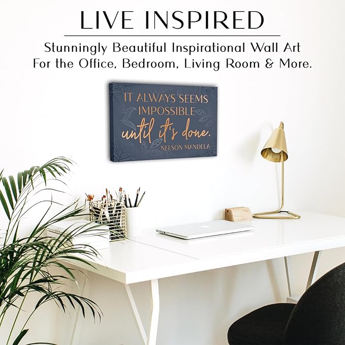 Nelson Mandela Motivational Wall Art – Framed Canvas Poster 10 x 16.5 Inch for Office, Bedroom & Living Room – Inspirational Quote Decor, Mindset & Entrepreneur Wall Art