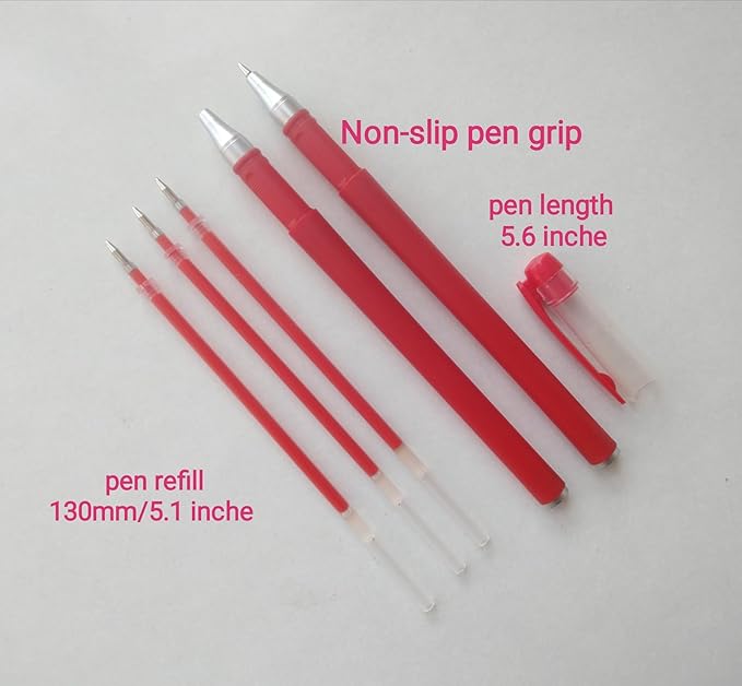 Red Pens and 0.5mm Pen Refill,Gel Pen Ink Refills Set Kit, 20 Pcs Red Ink Pen Refills with 3 Gel Pens(red Pen & Refill)