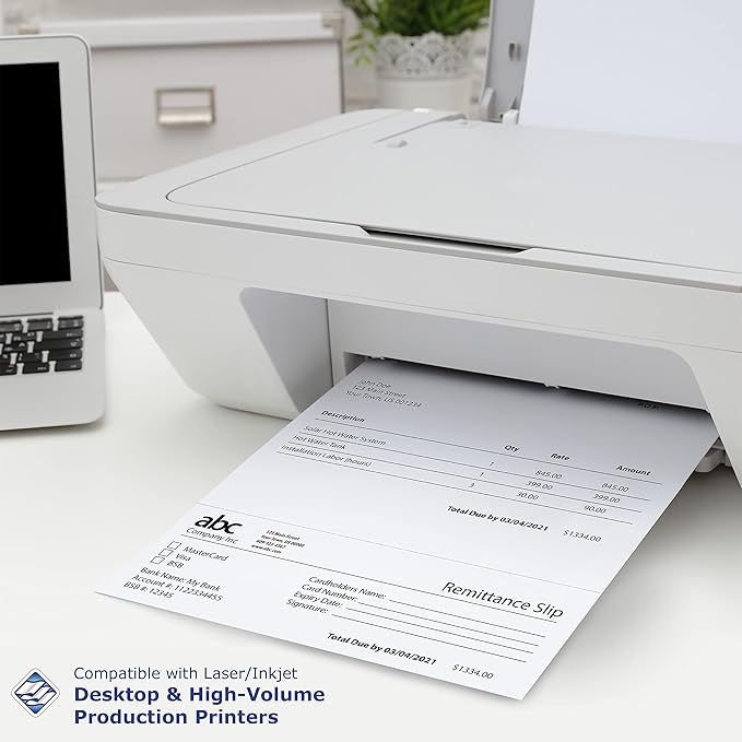 PrintWorks Professional 3" Horizontal Perforated Paper 8.5” x 11” - Perfect For W-2, 1099, & Statement Use - Made in the USA - 2500 Sheets - 24 lb - Printer Compatible - White (04168C)