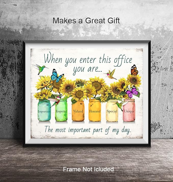 Inspirational Office Wall Art & Decor - Motivational Posters - Positive Quotes Wall Decor - Home Office Decor - Teamwork Wall Art - Inspirational Gifts - Entrepreneur Gifts -8x10 Unframed Picture Sign