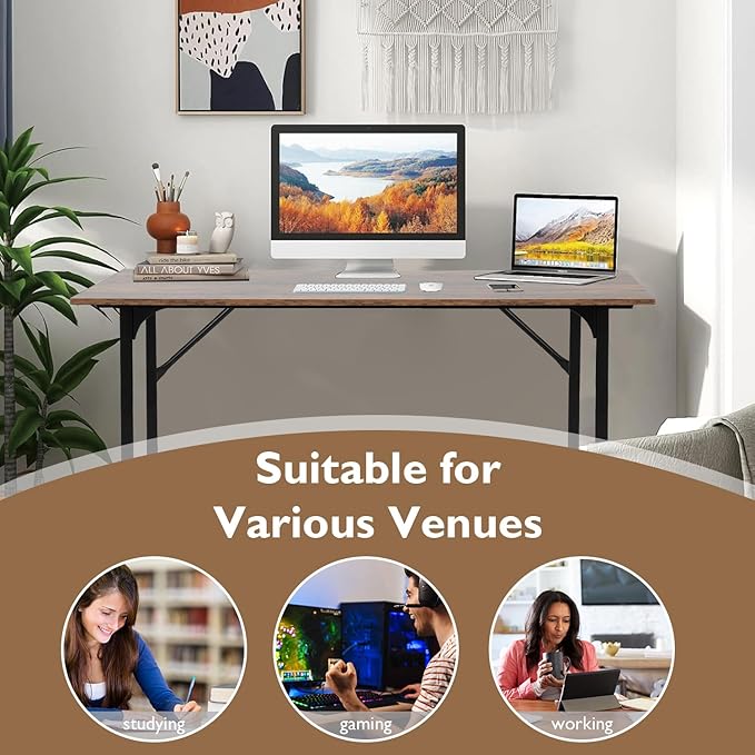 BestOffice Computer Desk,Home Office Desk, Modern Simple Style for Home Office Study Writing (Brown, 32 Inch)