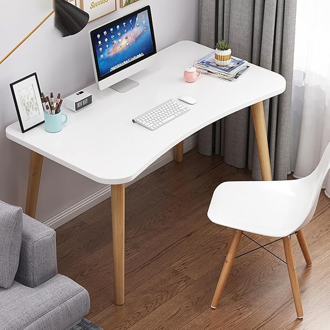 27 inch Computer Desk,Modern Ergonomic Design Office Desk Computer Table Thickened Plate Spacious Computer Desk Wood PC Work Writing Table White