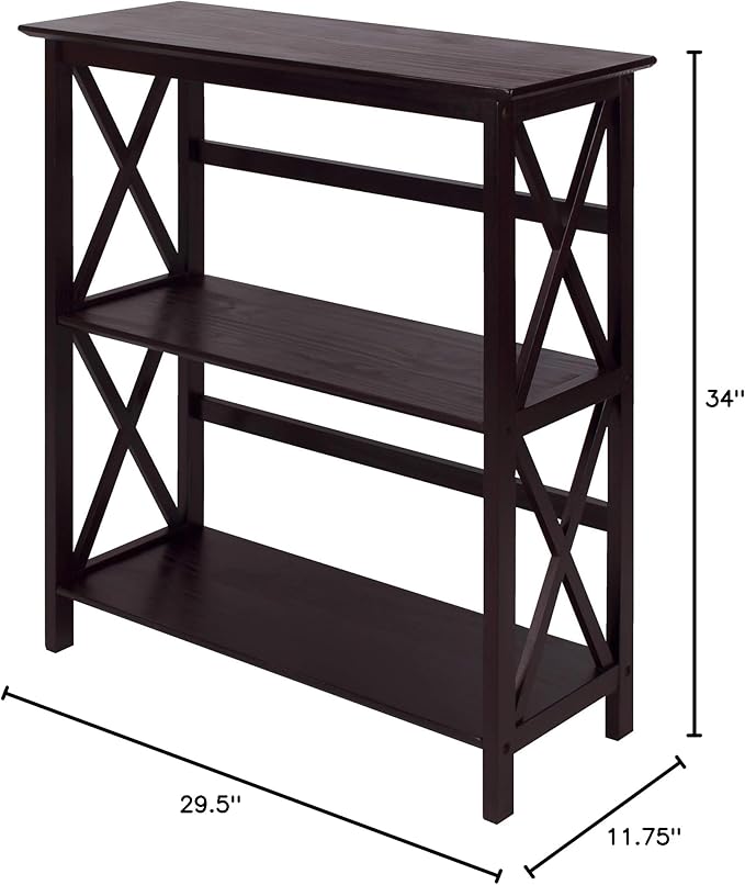 Montego 3-Shelf Bookcase-Espresso