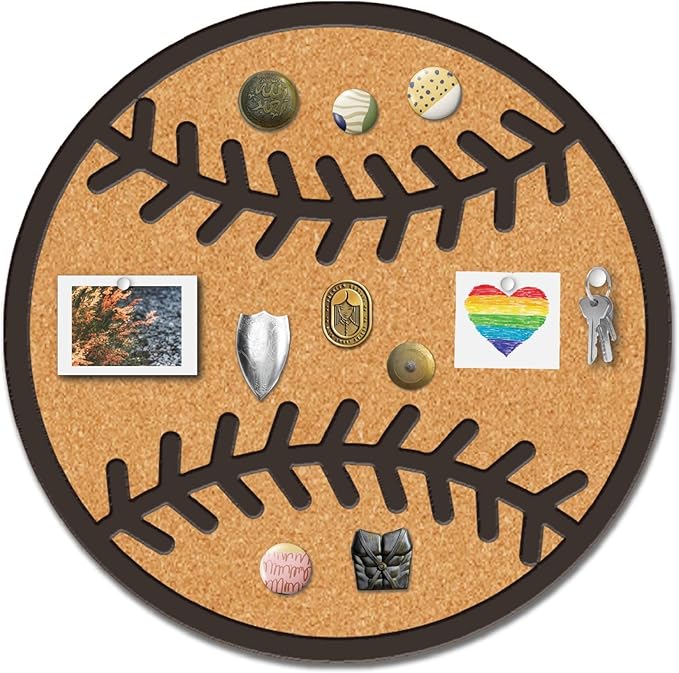 CRASPIRE Pin Cork Board Baseball Framed Bulletin Display Badge Sport 9.8x9.8 Wood Purple Decorative Corkboard Wall Mounted Memory Brooch Lapel Holder Storage for Home Office School Classroom Party