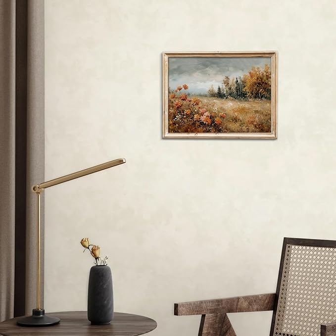 uniro Vintage Fall Landscape Wall Art, Wildflower Fall Canvas Art Print, Rustic Farmhouse Wall Decor Autumn Nature Scenery Prints Countryside Painting Picture Artwork for Bedroom Bathroom Kitchen Decor ( 8" x 10"-UNFRAMED)