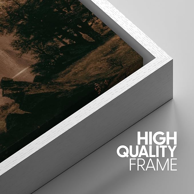 SIGNWIN Framed Canvas Print Wall Art Set Dramatic Mountain Valley Lake Landscape Illustrations Modern Art Decorative Nordic Abstract for Living Room, Bedroom, Office - 24"x36"x3 White