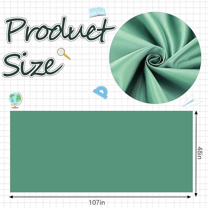 Bulletin Board Fabric 48 '' x 107 '' Class Fabric for Classroom Bulletin Board Background Decor, Pillows, Curtains, Crafts(Eucalyptus Leaf Green)