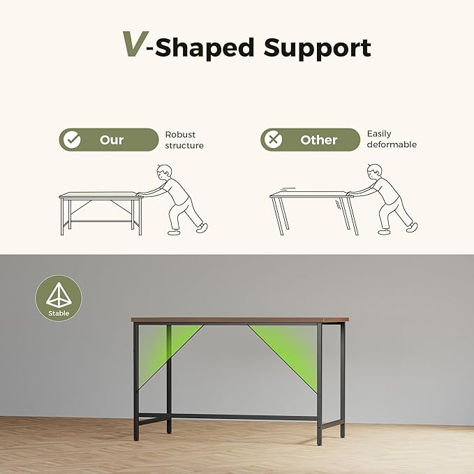 Mericonia 55 inch Computer Desk, Gaming Desk for Small Spaces, Modern Simple Style Table for Home Office, Study Student Writing Table