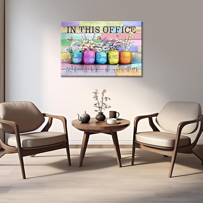 Inspirational Office Canvas Wall Art In This Office We Are A Team Motivation Human Resourcesflowers Inspirational Quotes Phrases Poster Framed Wall Art Team Motivational Quotes Team Decor 16x24 In
