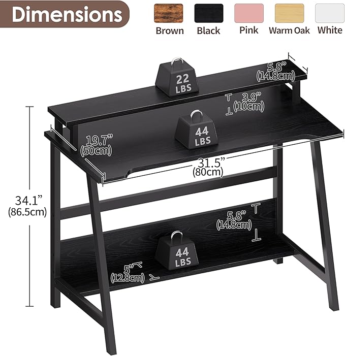 ALISENED 31.5 Inch Small Office Desk with Storage, Small Desk for Small Spaces, Compact Home Office Desk, Mini Study Desk for Bedroom, Black