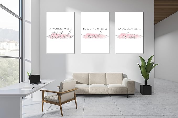 3 Piece Motivational Quotes Canvas Print Pictures Wall Decor, Framed Artwork Home Office Decor 24"x36" x 3 Pcs