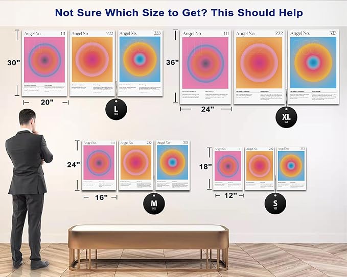 SHMAO Colorful Gradient Aura Angel Numbers Poster Canvas Wall Art for Room Aesthetic Inspirational Spiritual Wall Art Paintings Abstract Minimalist Wall Decor for Bedroom 12"x18" x 3 Pcs