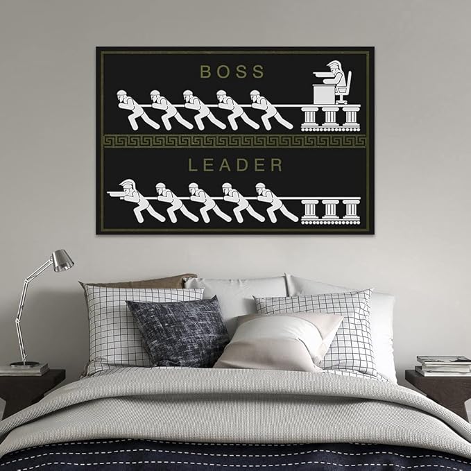 Yatsen Bridge Modern Inspirational Gym Canvas Leader and Boss Painting Entrepreneur Leadership Motivational Quotes Painting Artwork Stretched Ready to Hang for Home Office Decor - 28''Hx44''W