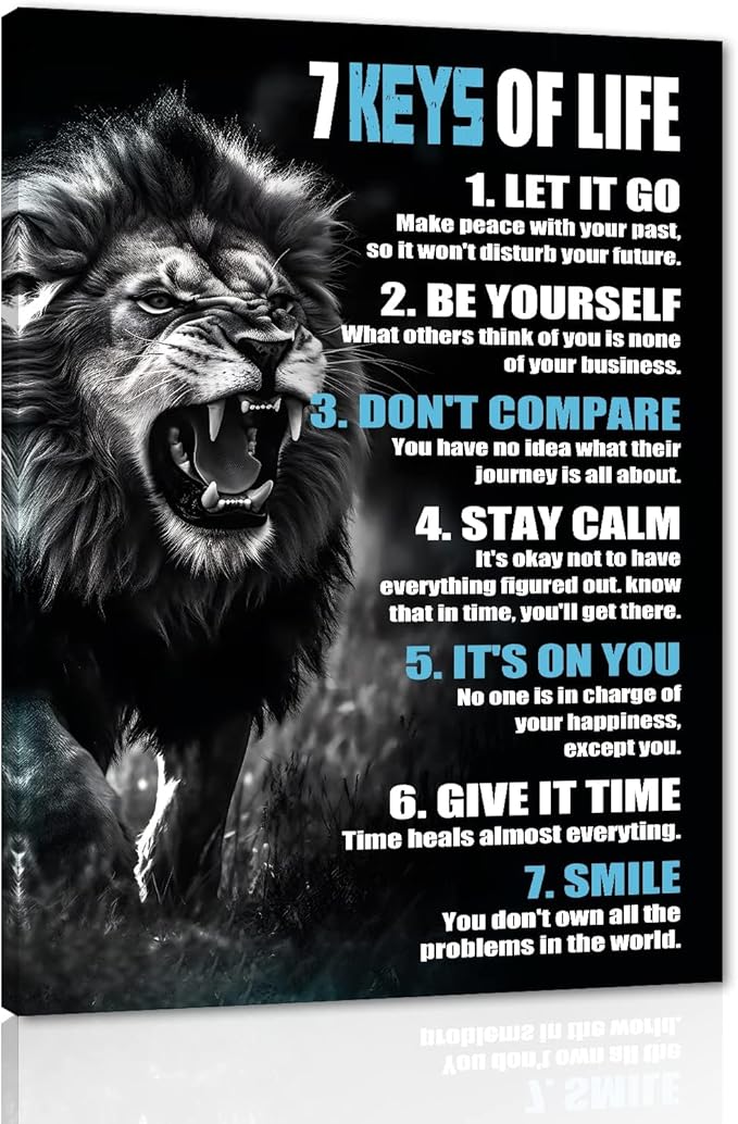 Inspirational Loin Wall Art Motivational Pictures Wall Decor Artwork Modern Animals Canvas Painting Prints Art Living Room Home Office Decor Framed 18" Wx24 H