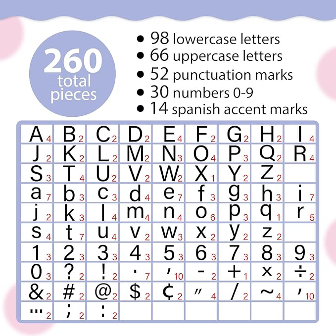 260 PCS Bulletin Board Letters for Classroom 4” Letters Combo Pack Set Pastel Composition Classroom Decorations Alphabet Numbers Symbols Letters for Bulletin Board Cutouts Card Decor