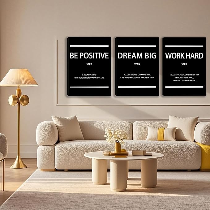 3 Panel Print Canvas Wall Art Motivational Office Wall Decor Painting Inspirational Posters Modern Inspiring Artwork for Home Living Room Bedroom Wall Decor Office Wall Art Ready to Hang - 60"Wx28"H
