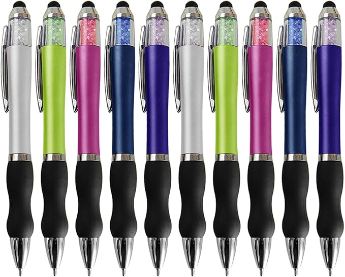 MiSiBao Ballpoint Writing Pens,14 pack (10 count+4 refills) with Stylus Tips 1mm Medium Point Pen Black Ink Pen Stylus Pens for iPads