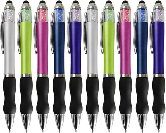 MiSiBao Ballpoint Writing Pens,14 pack (10 count+4 refills) with Stylus Tips 1mm Medium Point Pen Black Ink Pen Stylus Pens for iPads