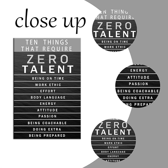 Motivational Office Wall Art Inspirational Canvas Painting Ten Things That Require Zero Talent Positive Quotes Picture Framed Posters Prints for Office Bedroom Living Room Wall Decor [24''W x 36''H]