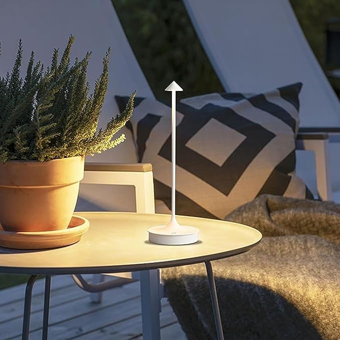 Cordless Table Lamp Rechargeable LED Battery Operated 4000mAh Table Lamp Touch Dimmable Lamp Outdoor Waterproof Portable Wireless Table Light for Dining Restaurant Bar Indoor/Outdoor Use (White-1PC)