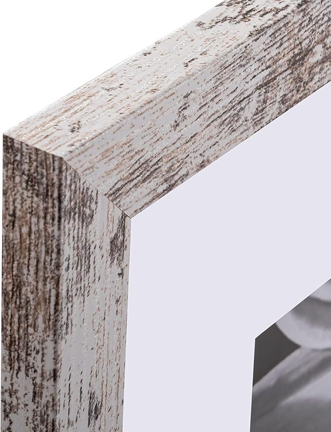 eletecpro 12x12 Picture Frames Set of 9 with Mat for 8x8 Photos or without Mat for 12x12, Square Gallery Wall Decor Collage for Picture Display, Distressed White Frame Set for Wall Hanging